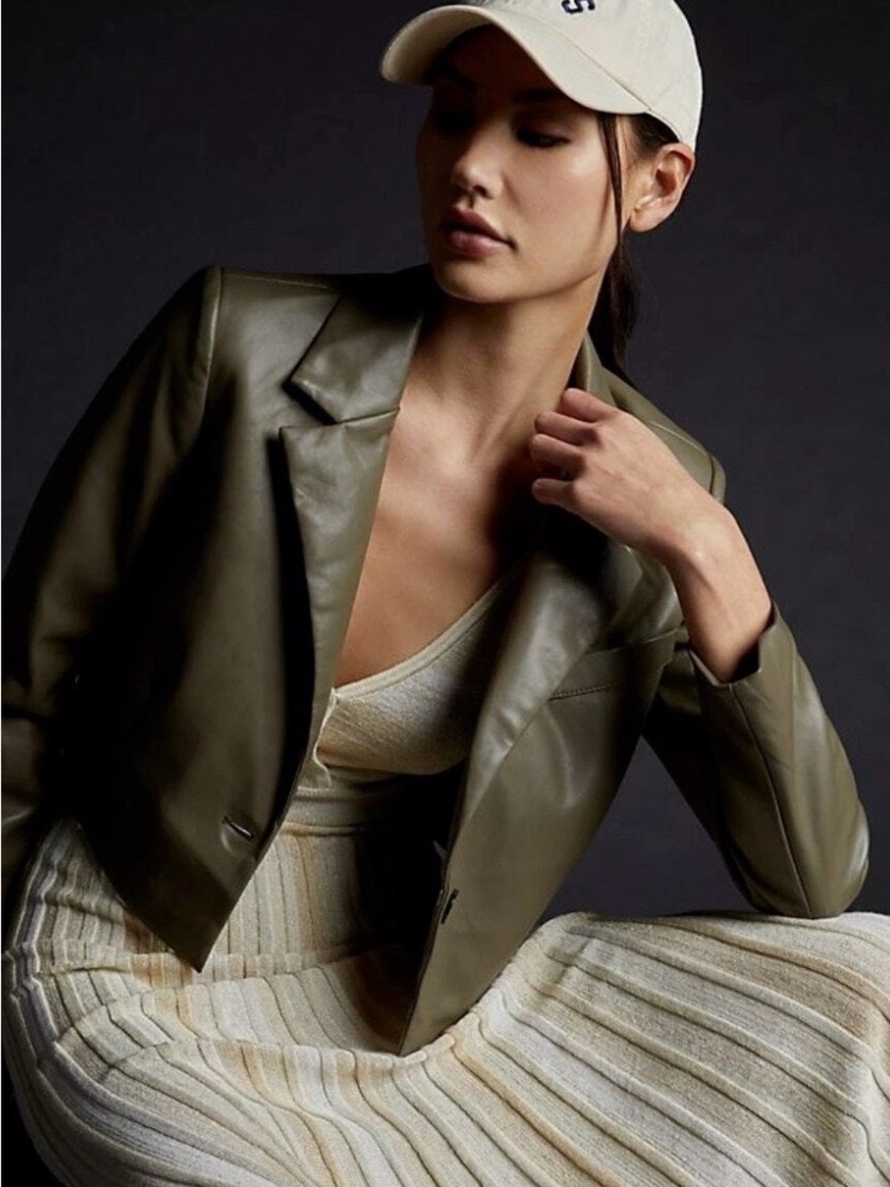 Anthropologie Avec Les Filles Cropped Vegan Faux Leather Jacket NWT-XS